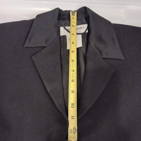 YVES SAINT LAURENT Jacket Womens Sz 42 RWool BLACK Office Blazer Structured Open - Picture 6 of 12